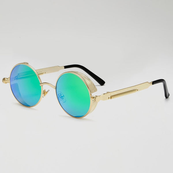 Retro Round Metal Steampunk Sunglasses