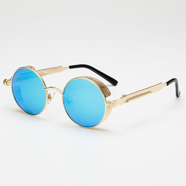 Retro Round Metal Steampunk Sunglasses