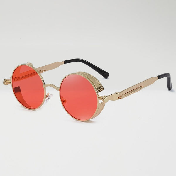 Retro Round Metal Steampunk Sunglasses
