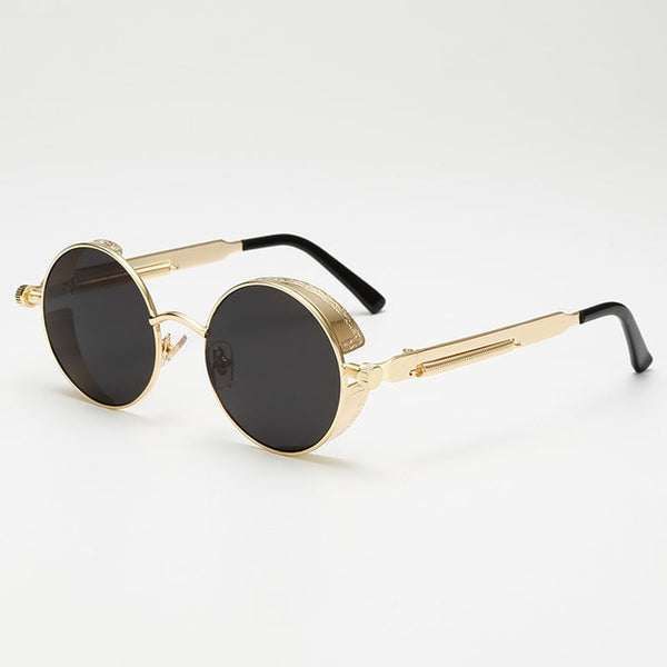 Retro Round Metal Steampunk Sunglasses