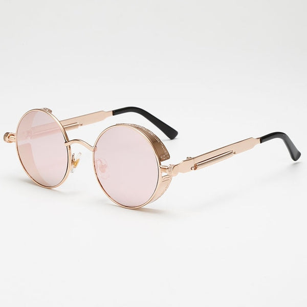 Retro Round Metal Steampunk Sunglasses
