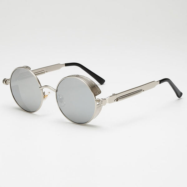 Retro Round Metal Steampunk Sunglasses