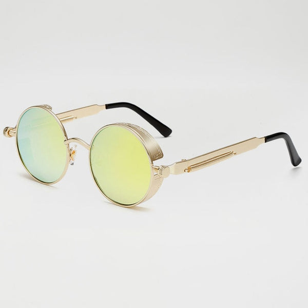 Retro Round Metal Steampunk Sunglasses