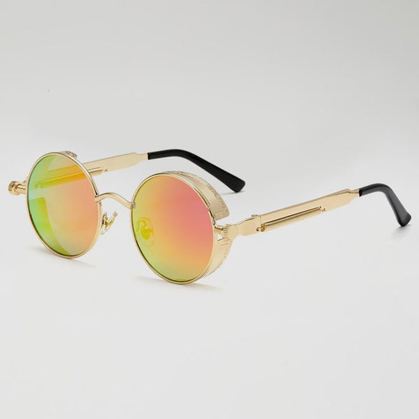 Retro Round Metal Steampunk Sunglasses