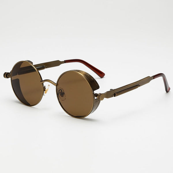 Retro Round Metal Steampunk Sunglasses