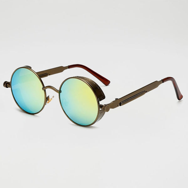 Retro Round Metal Steampunk Sunglasses