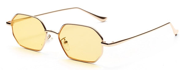 Small Rectangle Metal Frame Polygon Sunglasses