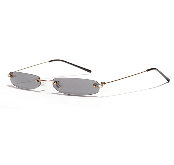 Tiny Narrow Rectangle Rimless Sunglasses