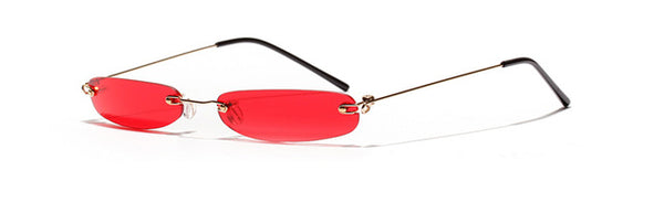 Tiny Narrow Rectangle Rimless Sunglasses