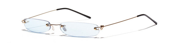 Tiny Narrow Rectangle Rimless Sunglasses