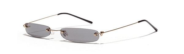 Tiny Narrow Rectangle Rimless Sunglasses