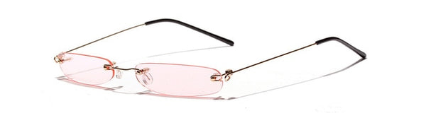 Tiny Narrow Rectangle Rimless Sunglasses