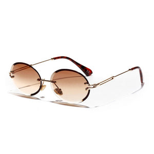 Retro Oval Frameless Sunglasses Women