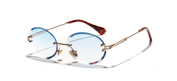 Retro Oval Frameless Sunglasses Women