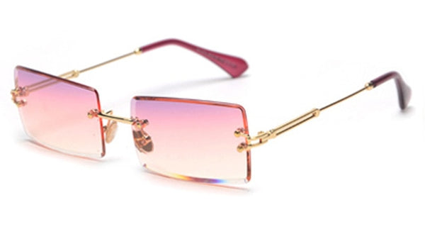 Small Rectangle Rimless Square Sunglasses