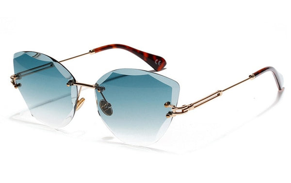 Blue Rimless Sunglasses Women