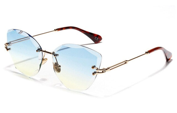 Blue Rimless Sunglasses Women